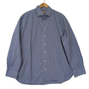 Gitman Bros Button Up Shirt Mens 18 36 Blue Gingham‎ Check Tailored Fit Preppy